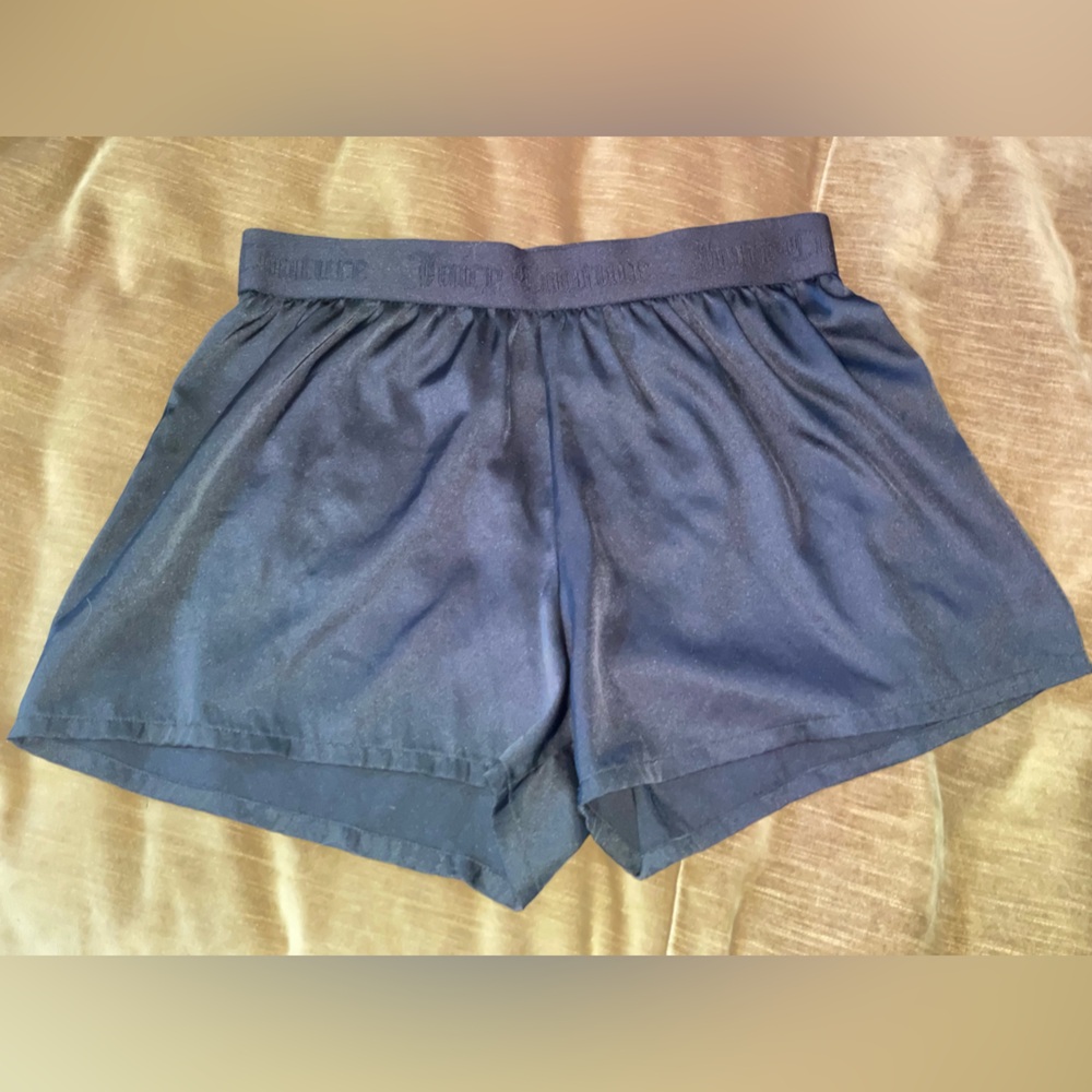 Juicy Couture Black Rhinestone Booty Silk Sleep Shorts Women’s Boxers Night Punk - Picture 2 of 5